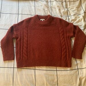Madewell Burnt Orange Boxy Short Alpaca Wool Blend Cable Knit Sweater S